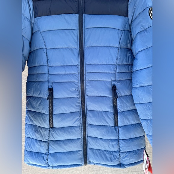 Reebok Women’s Long Length Quilted Puffer Parka Coat Blue - Picture 2 of 10